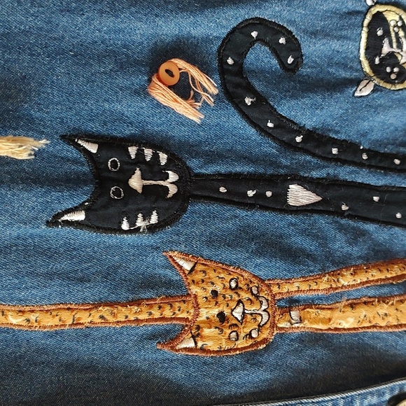 CAT EMBROIDERED Boho Denim Jacket SIZE MEDIUM SALE! - Picture 4 of 16